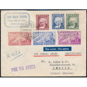 1946 Ajánlott légi levél Svájcba / registered airmail cover to Switzerland