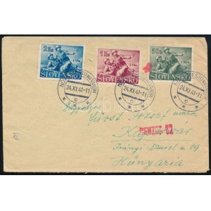 1941 Teljes sor levélen cenzúrázva Kaposvárra / Censored cover with set, to Hungary