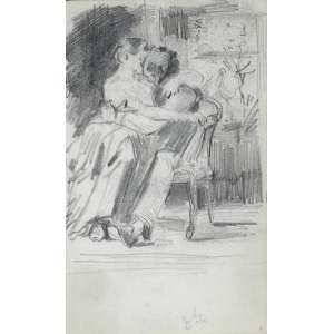 Stanisław Kaczor – Batowski (1866-1946), Para w uścisku miłosnym siedząca w fotelu