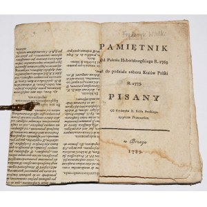 [FRYDERYK II WIELKI] - Pamiętnik Od Pokoiu Hubertsburskiego...1789