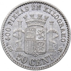 Spain 50 centavos 1870