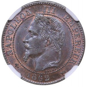 France 2 centimes 1862 K - NGC MS 64 BN