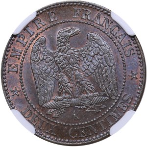 France 2 centimes 1862 K - NGC MS 64 BN