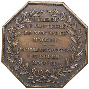 France Chamber Commerce of Normandy & Rouen Bronze Token, 1882