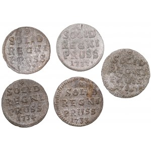 Germany - Prussia solidus 1733, 1734, 1737, 1737 (5)
