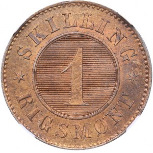 Denmark 1 skilling rigsmont 1867 - NGC MS 64 RB