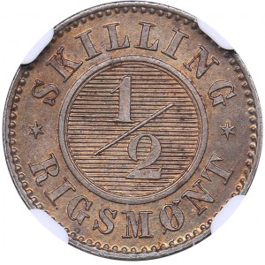 Denmark 1/2 skilling rigsmont 1868 - NGC MS 64 RB