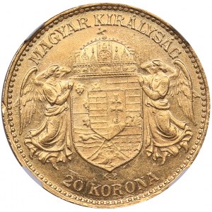 Hungary 20 corona 1904 KB - NGC AU 58