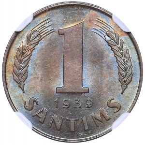 Latvia 1 santims 1939 - NGC MS 63 BN