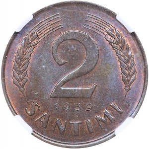 Latvia 2 santimi 1939 - NGC MS 64 BN