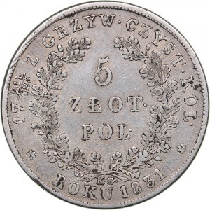 Russia - Poland Uprising 1830-1831 5 zlotykh 1831 KG