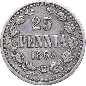 Russia - Grand Duchy of Finland 25 pennia 1865 S