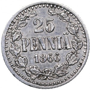Russia - Grand Duchy of Finland 25 pennia 1866 S