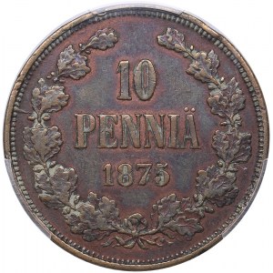 Russia - Grand Duchy of Finland 10 penniä 1875 - PCGS XF Details