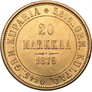 Russia - Grand Duchy of Finland 20 markkaa 1879 S