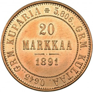 Russia - Grand Duchy of Finland 20 markkaa 1891 L