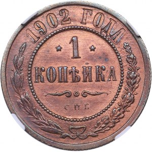 Russia 1 kopek 1902 СПБ - NGC AU Details