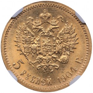 Russia 5 roubles 1904 АР - NGC MS 65