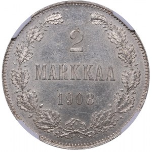 Russia - Grand Duchy of Finland 2 markkaa 1908 - NGC MS 63