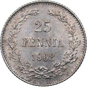 Russia - Grand Duchy of Finland 25 penniä 1908 L