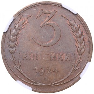 Russia - USSR 3 kopeks 1924 - NGC MS 64 BN