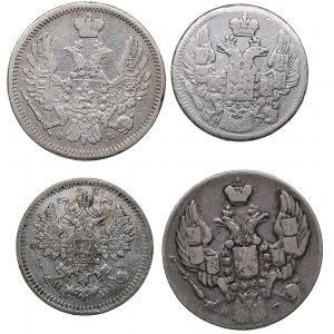 Russia 10 kopecks 1841, 1856; 5 kopecks 1838, 1871 (4)
