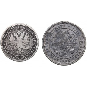 Russia - Grand Duchy of Finland 2 markkaa 1870, 1 markka 1866 (2)