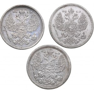 Russia 20 kopecks 1873, 1874, 1889 (3)Б