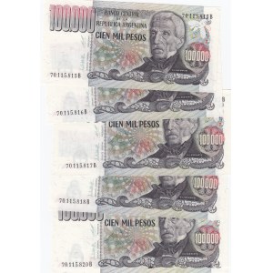 Argentina 100 000 pesos 1979-83 (5 pcs)