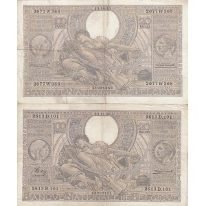 Belgium 100 francs=20 belgas 1935 & 1936