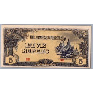 Burma - Japan occupation 5 rupees 1942-44