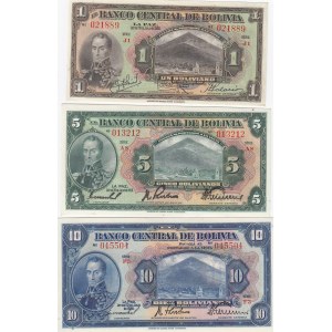 Bolivia 1, 5 & 10 bolivanos 1928