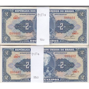 Brazil 2 cruzeiros 1954-58 (2 x 100 pcs)