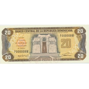 Dominican Republic 20 pesos 1992 - Small serial number