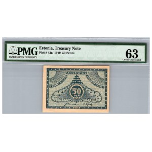 Estonia 50 penni 1919 - PMG 63