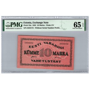 Estonia 10 marka 1922 - PMG 65 EPQ