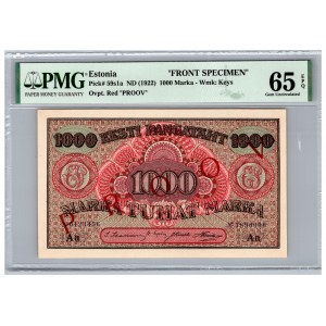 Estonia 1000 marka 1922 - PMG 65 EPQ - SPECIMEN (2)