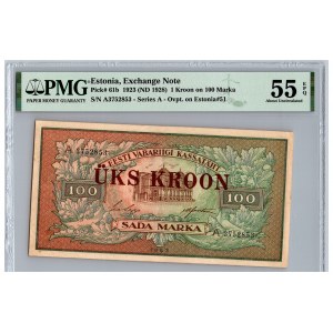 Estonia 1 kroon on 100 marka 1923 (1928) - PMG 55 EPQ