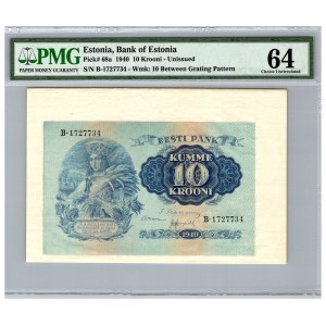Estonia 10 krooni 1940 - PMG 64 - Unissued
