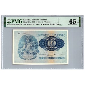 Estonia 10 krooni 1940 - PMG 65 - Unissued