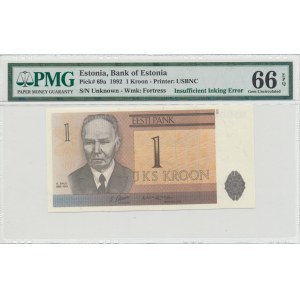 Estonia 1 kroon 1992 - PMG 66 EPQ - ERROR without serial number