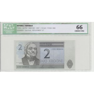 Estonia 2 kroons 2007 - Replacement note ICG 66.