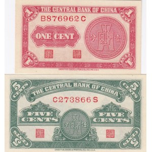 China 1 & 5 cents 1939