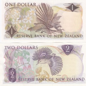 New Zealand 1 & 2 dollars 1968