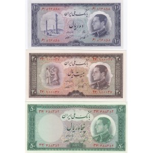 Iran 10, 20 & 50 rials 1954
