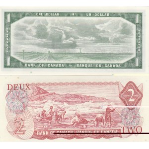 Canada 1 dollar 1954 & 2 dollars 1974