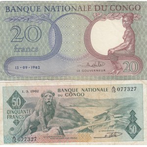 Congo Democratic Republic 20 & 50 francs 1962