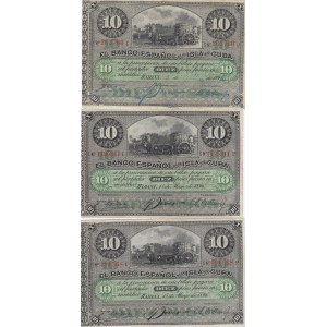 Cuba 10 pesos 1896 (3 pcs)