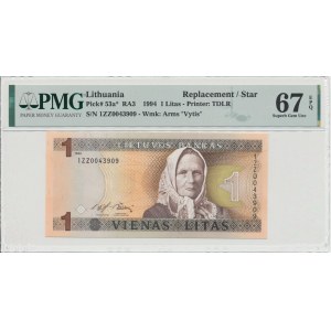 Lithuania 1 litas 1994 - Replacement note PMG 67 EPQ