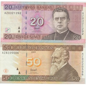 Lithuania 20 litas 2007 and 50 litas 2003 replacement notes (2)